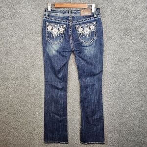 Grace in LA Western Embroidered Embellished Bootcut Jeans